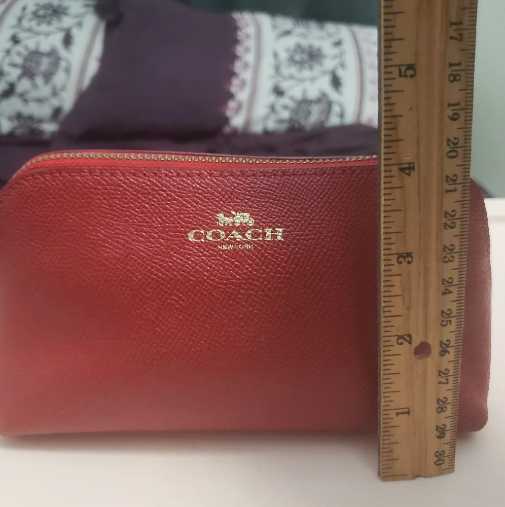 Coach Red Leather Cosmetic Toiletry Case